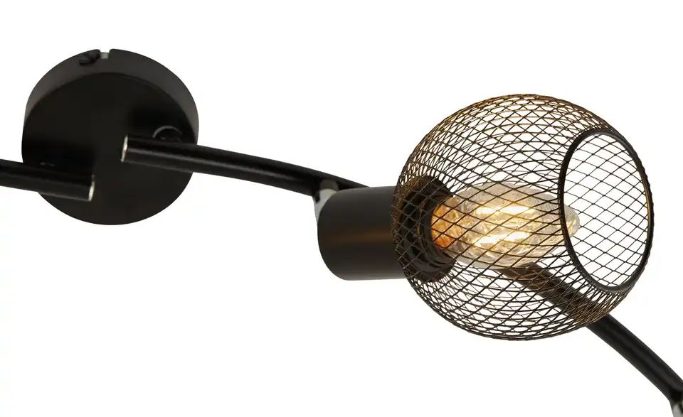 Deckenstrahler, 4-flammig, Drahtschirm schwarz