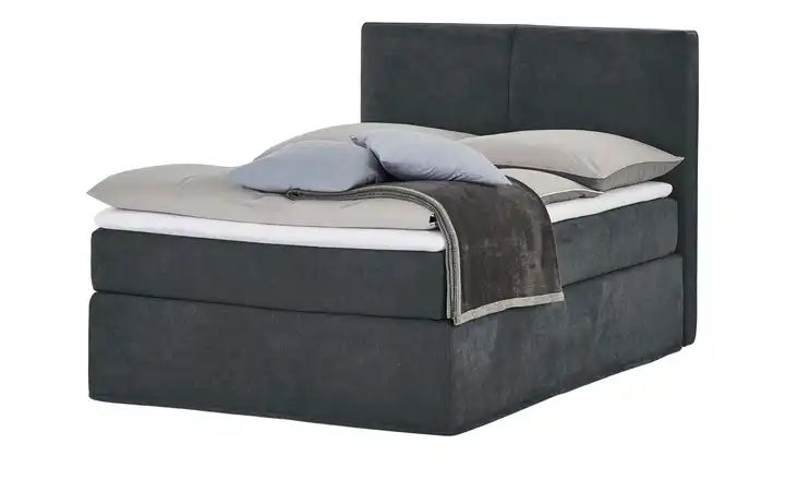 Boxspringbett 140 x 200 cm Anthrazit / Velours, 140x200 cm