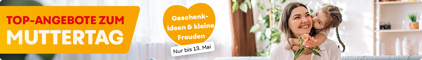 Top-Angebote zum Muttertag, Geschenkideen und kleine Freuden, nur bis 13. Mai entdecken.