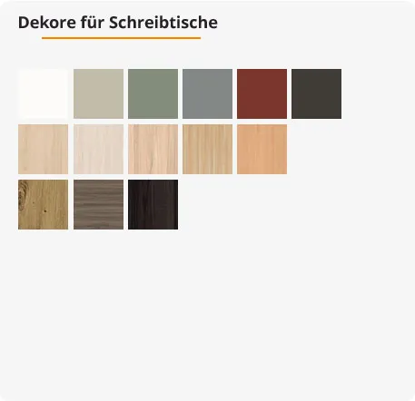 Dekore für Schreibtische. Detailbilder der Farben und Holzdekore. Grauer Stuhl an weißem Schreibtisch, Deko.
