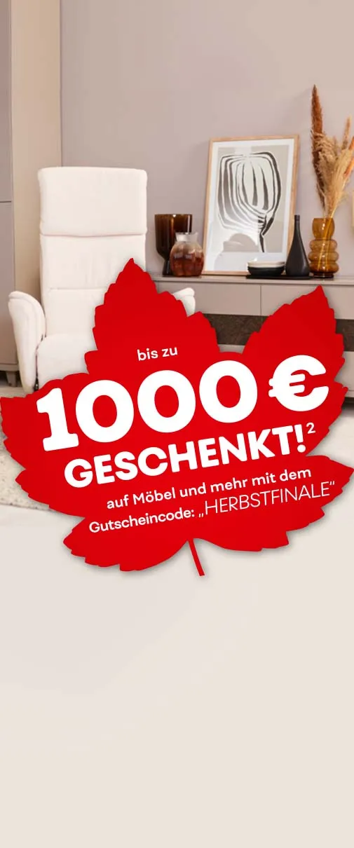 Ausschnitt Wohnsituation Esszimmer, Tisch, Stühle, Sideboard
Text: Bis zu 800 Euro geschenkt! (2) auf Möbel und mehr mit dem Gutscheincode: "SOMMER25"