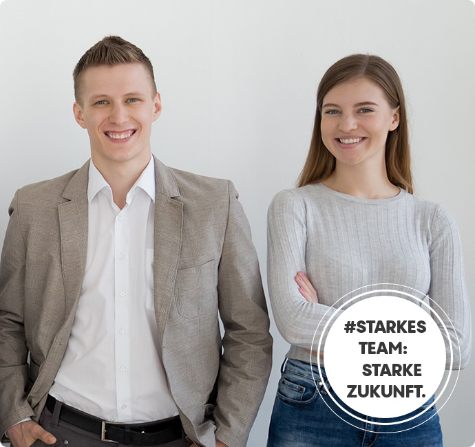 zwei Auszubildende, Frau und Mann