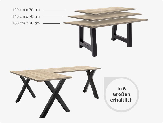 Tuxa Tischplatten Basis und Eckvariante