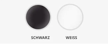 Gestell Farben Edelstahl, Schwarz, Weiß mit Detailbildern der Farben