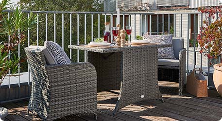 Balkongruppe aus beigem Polyrattan