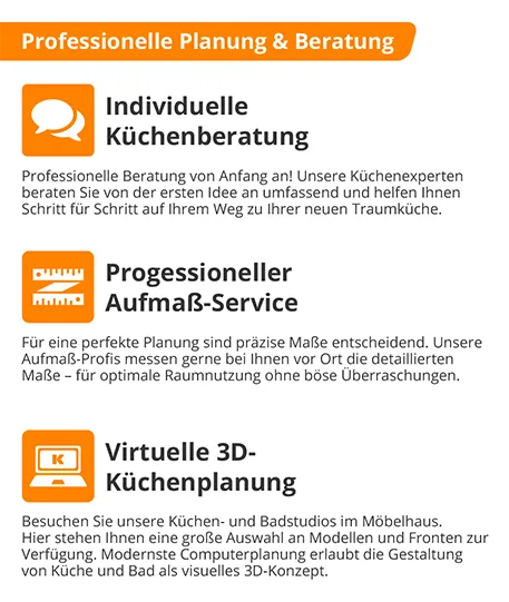 Individuelle Küchenberatung, Professioneller Aufmaß-Service, Virtuelle 3D Küchenplanung