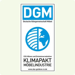 Siegel DGM. Deutsche Gütegemeinschaft Möbel, CO2-Bilanz und Emissionsreduktion, Klimapakt Möbelindustrie