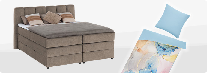 Boxspringbett und Bettwäsche