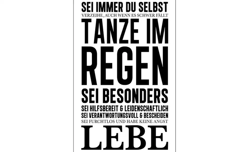 Kunstleinwand 30x80cm "Hausordnung I", Frontansicht