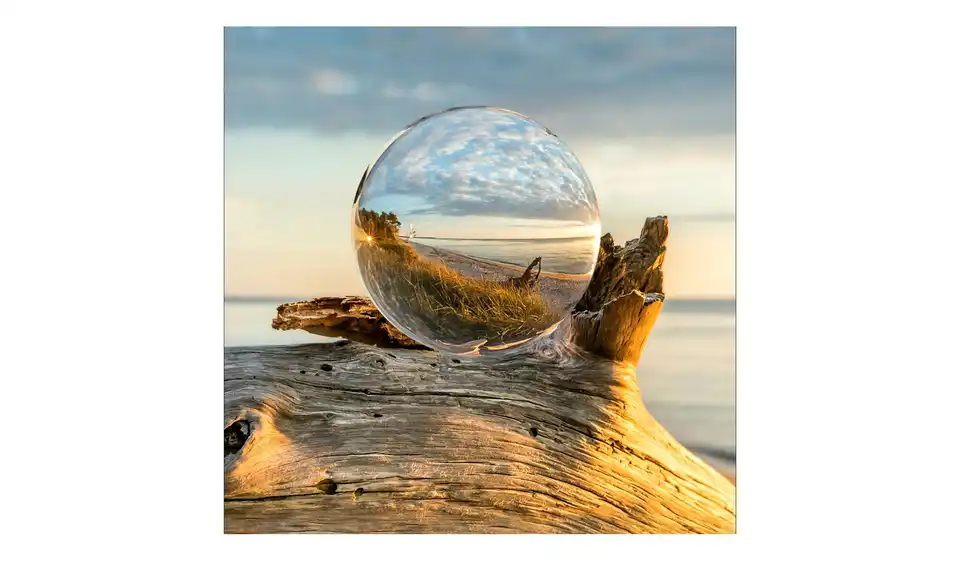 Glasbild 30x30 cm Drop on Wood, Frontansicht