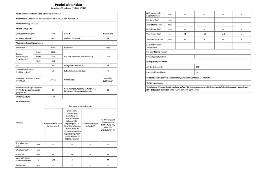 Bomann Kühl-Gefrierkombination KG 184.1 weiss
