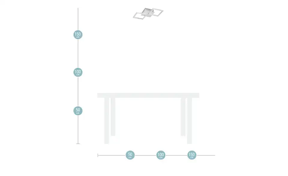 KHG LED-Deckenleuchte, 2-flammig, Alu, Bemaßung
