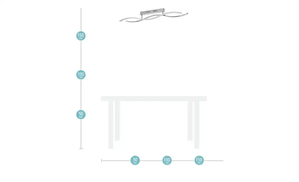 KHG LED-Deckenleuchte, chrom `Wavy`, Bemaßung