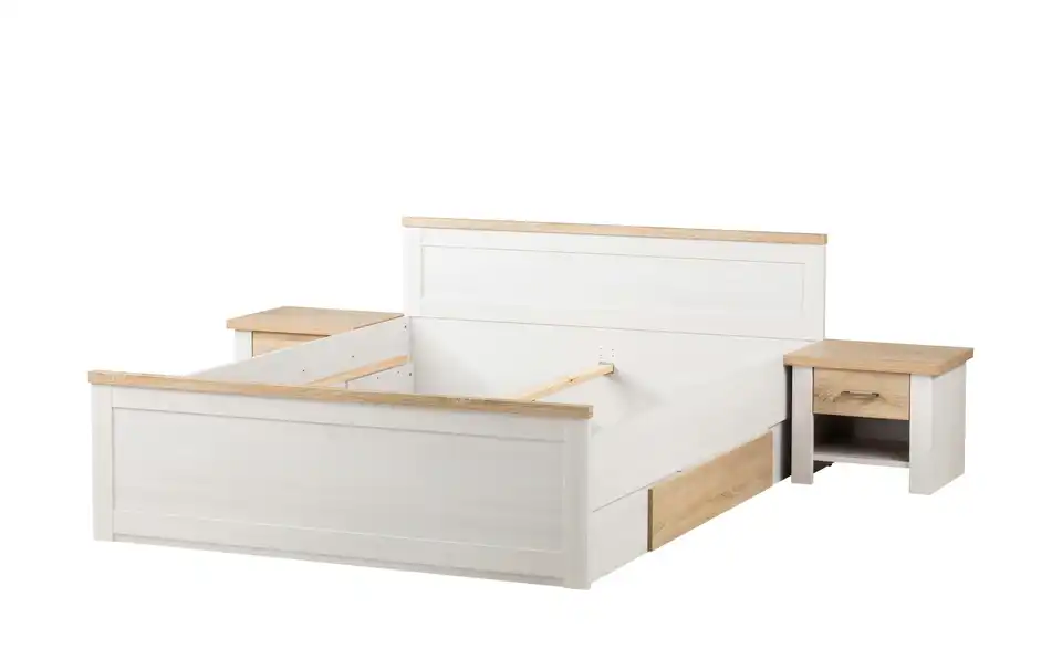 Bett mit 2 Nachtkommoden, Perspektive