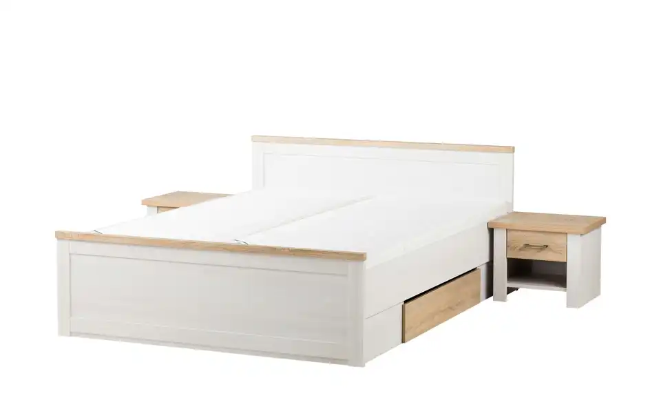 Bett mit 2 Nachtkommoden, Perspektive