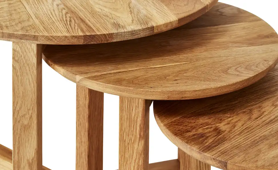 Couchtisch 3er Set Massivholz, Detailansicht