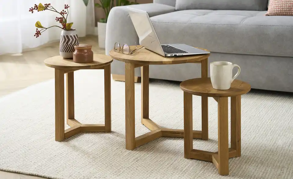 Couchtisch 3er Set Massivholz, Perspektive