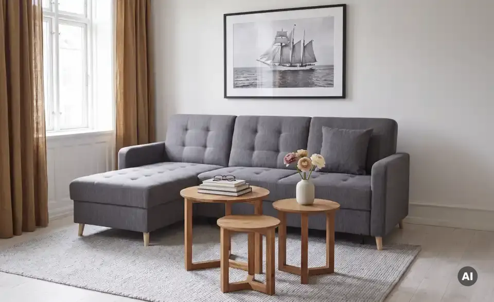 Couchtisch 3er Set Massivholz, in Wohnsituation