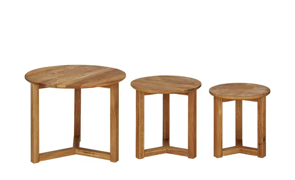 Couchtisch 3er Set Massivholz, Frontansicht