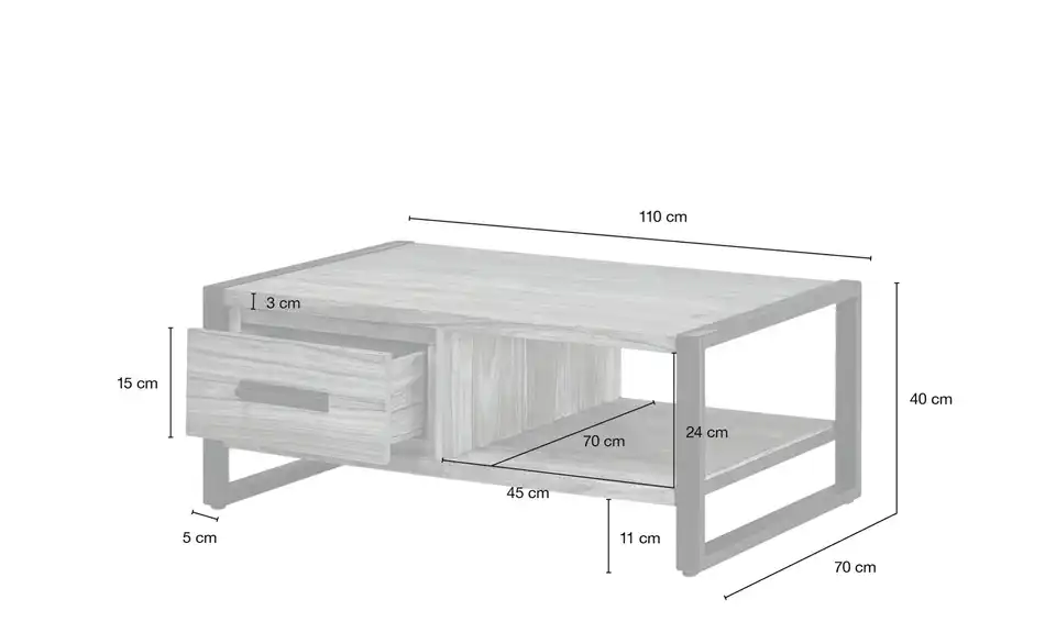 Gray & Jones Couchtisch Tierra Fuego One, Bemaßung
