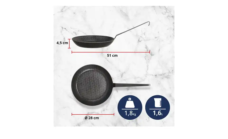 Meisterkoch Bratpfanne 28cm Ferro, Bild mit Text