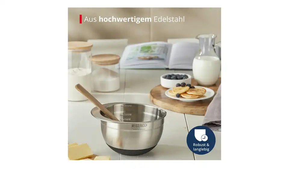 Meisterkoch Schüssel 1,5 Liter, Bild mit Text