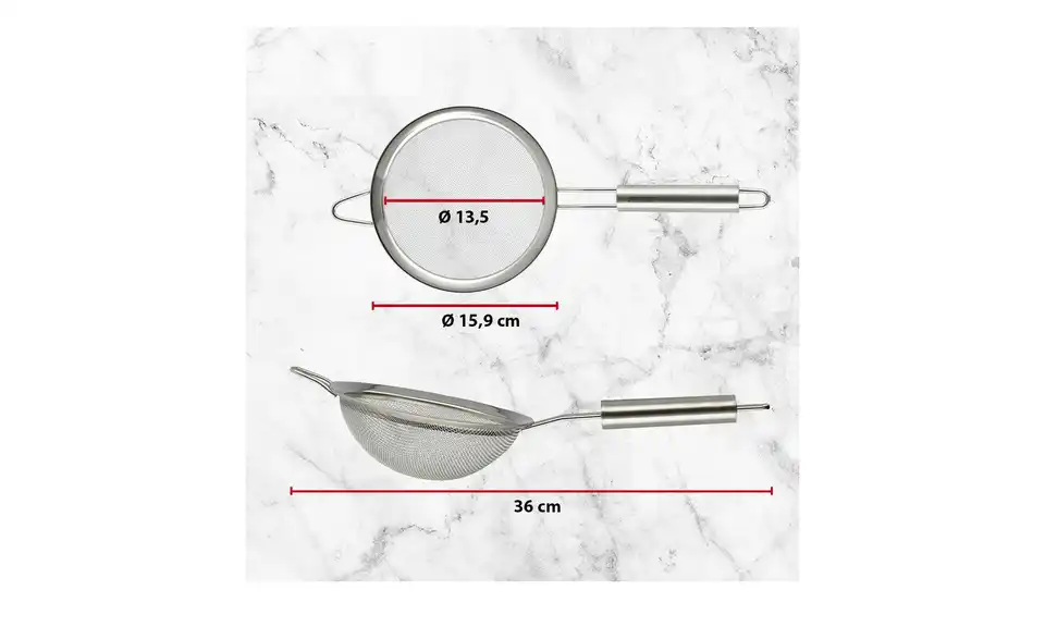 Meisterkoch Küchensieb, Bild mit Text