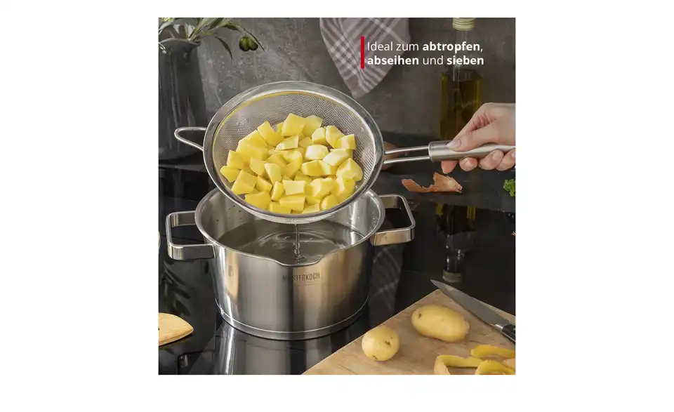 Meisterkoch Küchensieb, Bild mit Text
