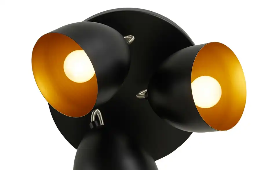 KHG Deckenstrahler, 3-flammig, schwarz innen goldfarben, Detailansicht