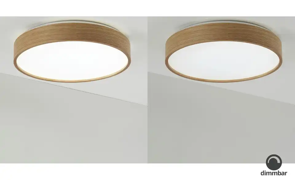 KHG LED-Deckenleuchte, 1-flammig, Eichenholz, Funktionsansicht