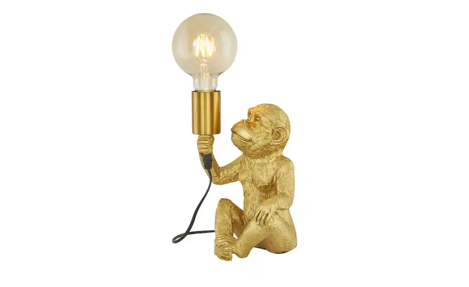 KHG Tischleuchte, 1-flammig, goldfarbig `Affe`, Beleuchtet