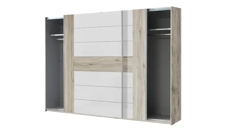 Schwebetürenschrank, geöffnet