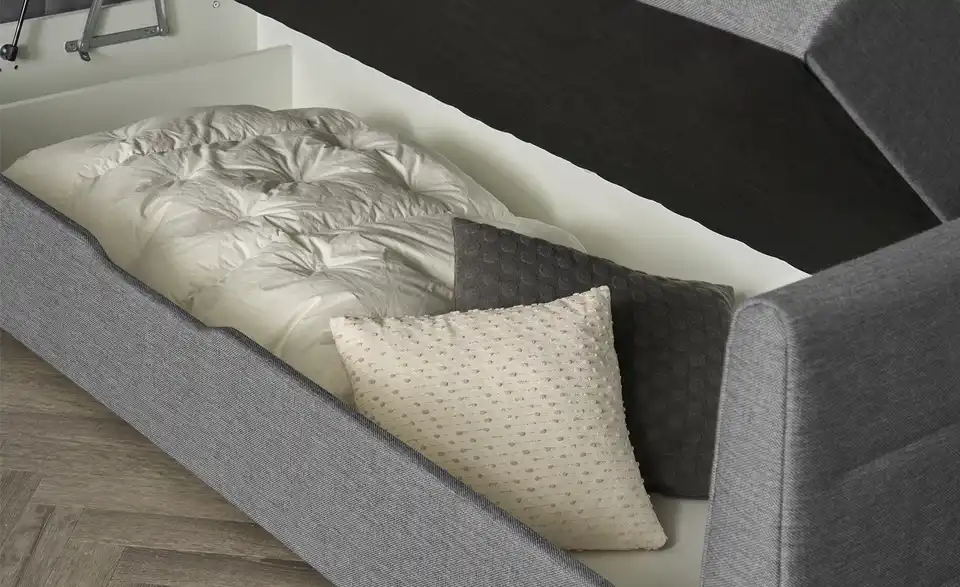 Boxspringbett mit Bettkasten und Topper, Funktionsansicht