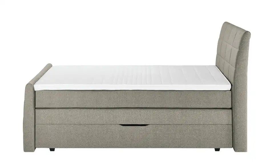 Boxspringbett mit Bettkasten und Topper, Profilansicht