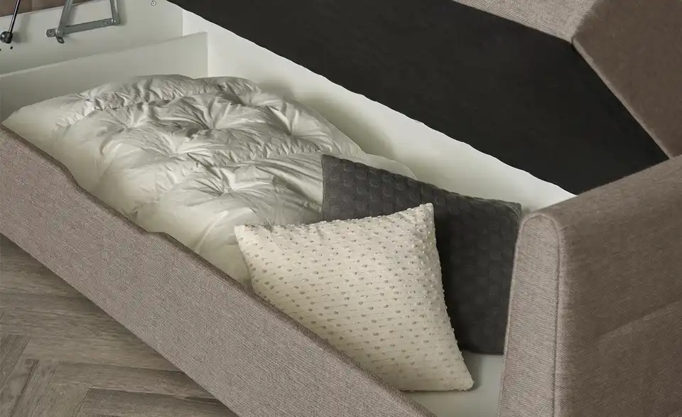 Boxspringbett mit Bettkasten und Topper, Funktionsansicht