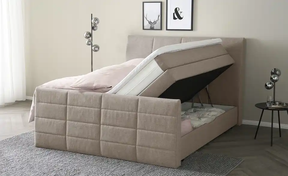 Boxspringbett mit Bettkasten und Topper, Funktionsansicht