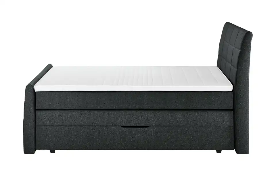 Boxspringbett mit Bettkasten und Topper, Profilansicht