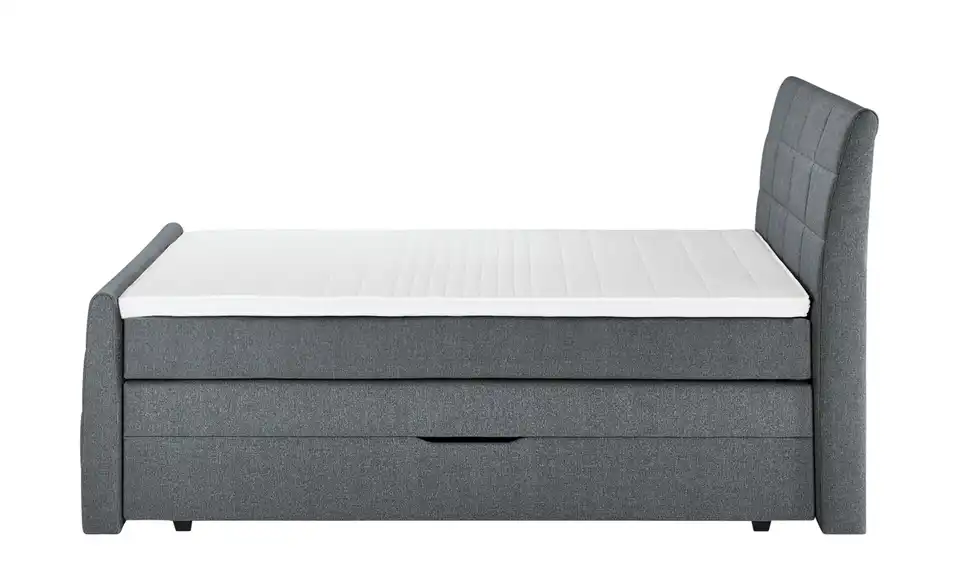 Boxspringbett mit Bettkasten und Topper, Profilansicht