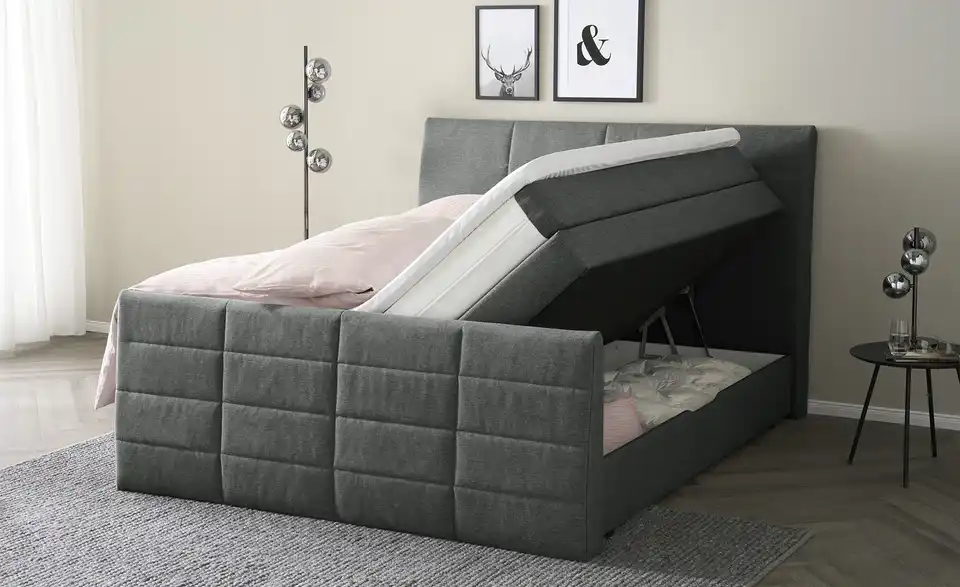 Boxspringbett mit Bettkasten und Topper, Funktionsansicht
