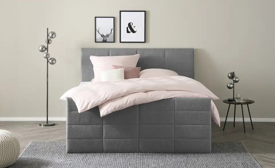 Boxspringbett mit Bettkasten und Topper, Frontansicht