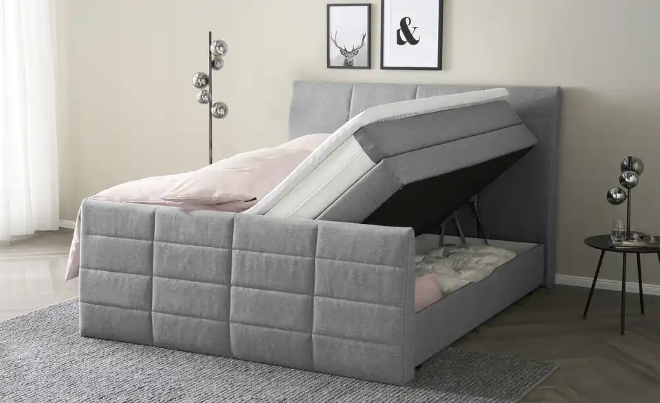 Boxspringbett mit Bettkasten und Topper, Funktionsansicht