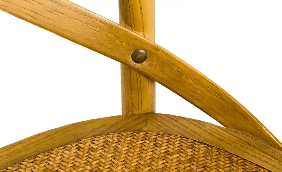 Holz-Stuhl mit Rattan-Sitzfläche in Antikoptik, Detailansicht