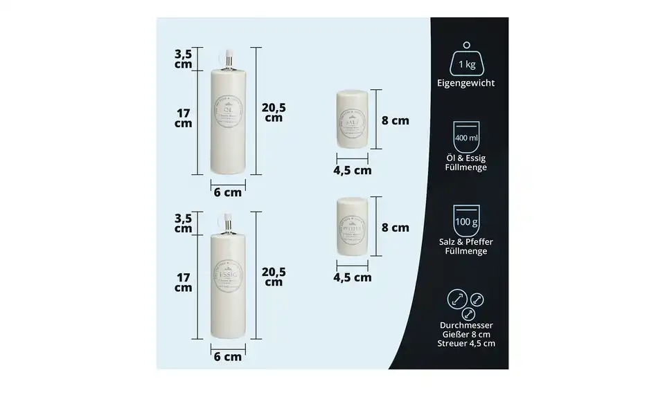 KHG Öl-Essigset, 5-teilig, Bild mit Text