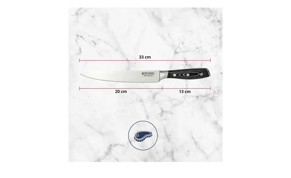 Meisterkoch Fleischmesser 20 cm PRIMUS, Bild mit Text