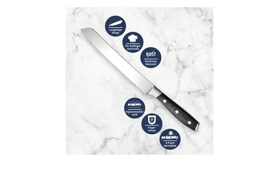 Meisterkoch Brotmesser 20 cm PRIMUS, Bild mit Text