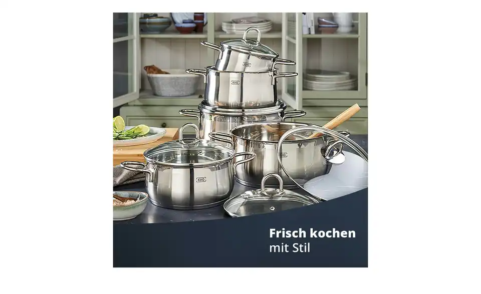 KHG Topfset, 5-teilig Platin, Bild mit Text