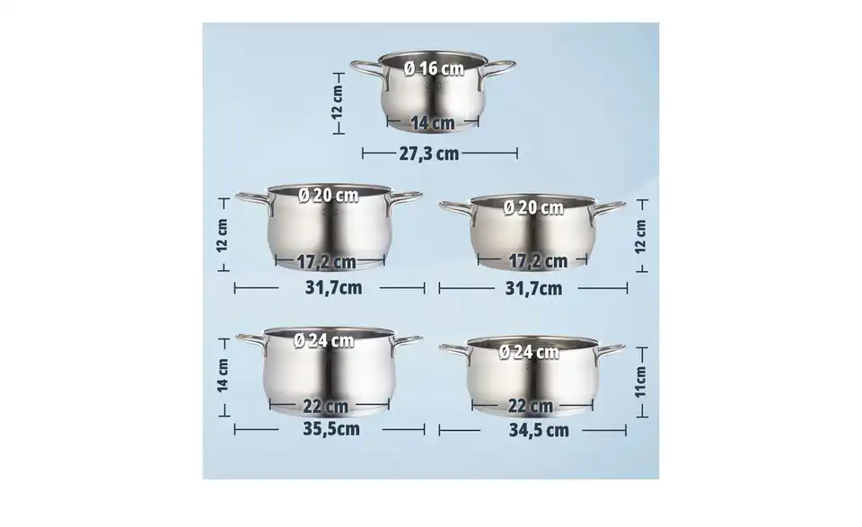 KHG Topfset, 5-teilig Platin, Bild mit Text