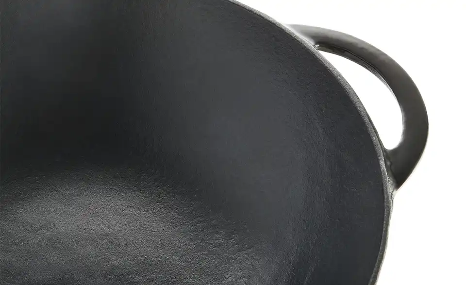 Meisterkoch Gusseisen-Wok mit Deckel OPUS, Detailansicht