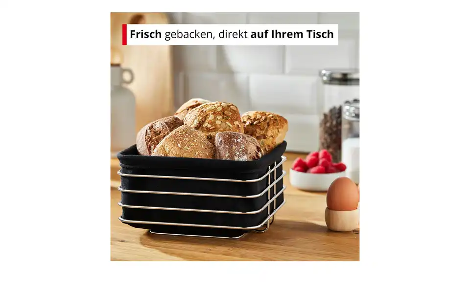 Meisterkoch Brotkorb eckig CENA, Bild mit Text