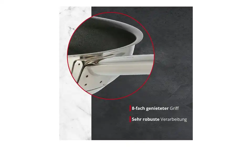 Meisterkoch Edelstahlpfanne 20 cm LINUS, Bild mit Text